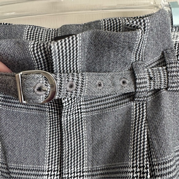 Express Gray Plaid High Rise Wide Leg Trouser Pants - Picture 4 of 6